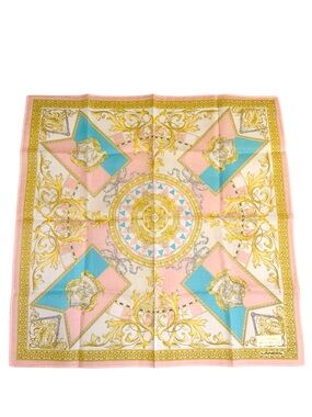 LANCEL Paris Handkerchief NWT 16.5” Pink Gold Baroque Cotton Made in Japan